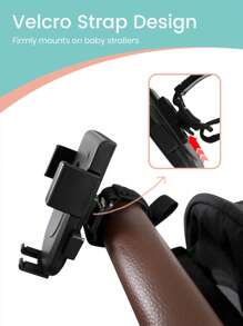 1PC Stroller Phone Holder, Shopping Cart Phone Holder - Fit On Handlebars - One-Hand Operation To Put On/Take Off Phone - 360 Degree Rotation - For All Phone Types For Stroller, Bike, Wheelchair, Walker, Scooter