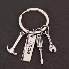Essential Keychain For Dads, With A Mini Hammer, A Wrench, And A Screwdriver Attached - Made Of Metal, Waterproof, And Featuring A Modern Design. It Has A Label Engraved With "DAD" - The Perfect Gift For Father's Day. Car Accessories Bag Charm School Cute Goth Y2k