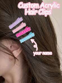 1 peça de grampo de cabelo de acrílico colorido personalizado com dopamina, cor que favorece os fãs, nome de personagem de anime, apelido de ídolo, ID de jogo, acessório de cabelo fofo, grampo de franja, grampo lateral, acessório de cabeça, grampo de animal de estimação, grampo de boneca, presente para amigos, colegas de classe, eventos offline, shows, festivais de música, identificação atraente - Multicolorido - Ver 2