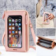 Individuell anpassbare, multifunktionale Touchscreen Umhängetasche, wasserabweisender und strapazierfähiger Stoff, präzise Touchscreen-Funktion, Mini-Geldbörse, modische Umhängetasche für Frauen, Neuheit für den Sommer, großes Fassungsvermögen mit mehreren Fächern für Handy, Karten, Münzen, verstellbarer Riemen für bequemes Umhängetragen - Verschiedenfarbig - Übersicht 4