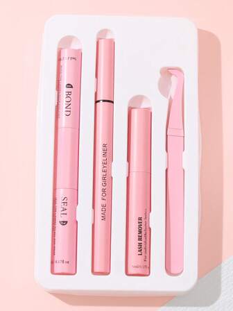 Eyelash Extension Kit - Includes Glue, Eyeliner, Makeup Remover Oil, Tweezer. Waterproof, Sweat-Proof, Gentle Formula. Suitable For Daily Makeup Or Outdoor Events