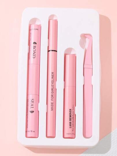 Eyelash Extension Kit - Includes Glue, Eyeliner, Makeup Remover Oil, Tweezer. Waterproof, Sweat-Proof, Gentle Formula. Suitable For Daily Makeup Or Outdoor Events