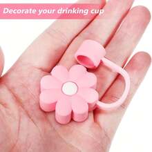 8 件适用于斯坦利杯装饰配件，8-9 毫米吸管盖，硅胶靴 30 40 盎司兼容斯坦利杯，女孩圣诞礼物，DIY 礼物创意装饰，感恩节装饰，朋友礼物装饰，圣诞派对装饰，适用于斯坦利配件，圣诞杯 - 粉紅色26字母 - 查看 3