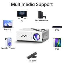 [Neu Verbessert] Tragbarer Smartprojektor 1080P, geeignet für Heimkino und Outdoor Camping, für den Innenbereich, Büronutzung, desktop montierbar - perfektes Weihnachts- und Valentinstaggeschenk, kompatibel mit USB, AV, Smartphone, Tablet usw., mit dem Sie einfach ein privates Kino und eine praktische Arbeitsumgebung schaffen können