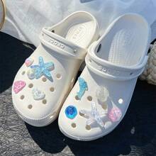 10/18PCS Shoe Accessories ,Summer Ocean Star Shell Dolphin Flower Pearl Shoe Decorations Removable DIY Shoe Decorations Gift Creative Street Style , ABS Resin Material ,DIY Shoe Buckle ,Shoe Flower Shoe Clip High-End Temperament New Shoe Buckle,Hole Shoes Accessories Slippers Children And Adults Universal Detachable DIY Cute Accessories,Can Be Matched With Any Style