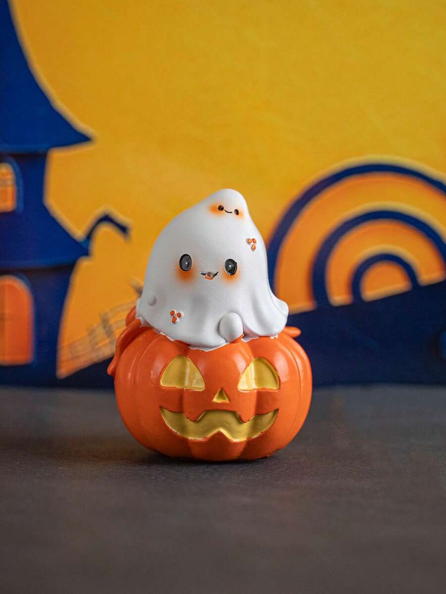 1pc Halloween Pumpkin & Ghost Shaped Home Decor Figurine - Multicolor - View 1