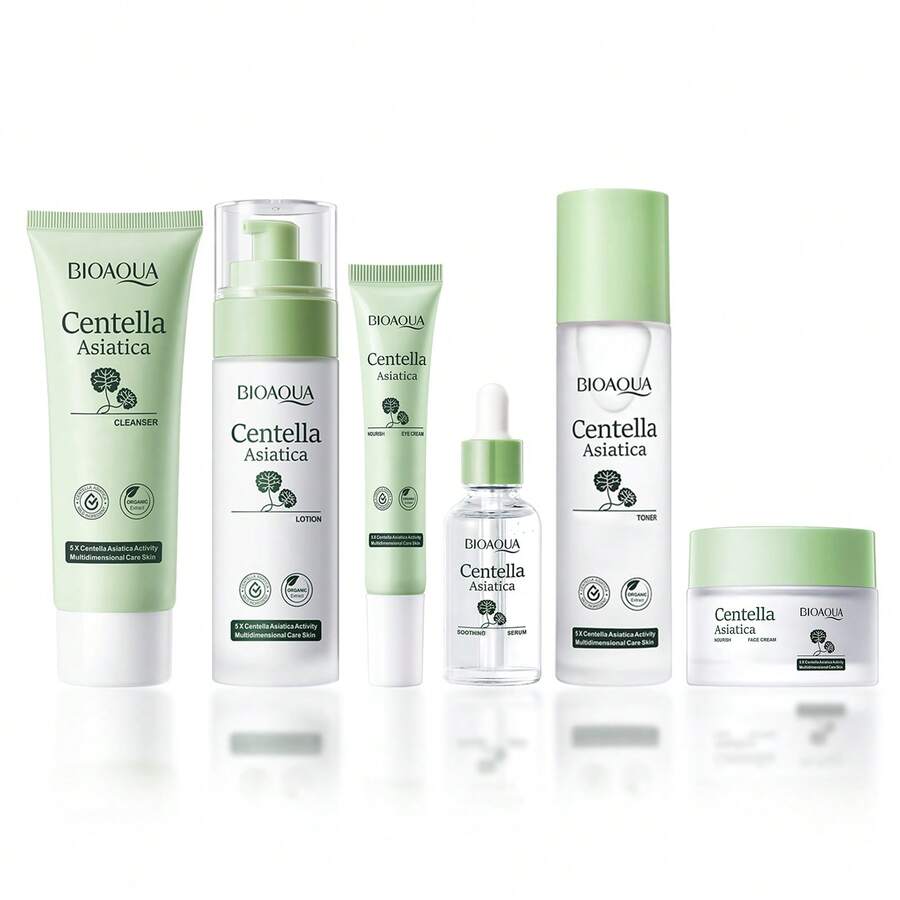 6-Piece Centella Asiatica Skincare Set Gentle Cleansing Deep Hydration One Set For Daily Skincare Needs Suitable For All Skin Types - Green - View 1