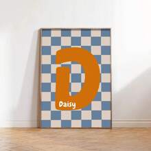1pc, Custom Initials Printing, Personalized Plaid Poster, Baby Boy Room Decor, Baby Boy Gifts, Kids Room Wall Art, Wall Art Prints, Bedroom Decor, Unframed - Multicolor - View 4
