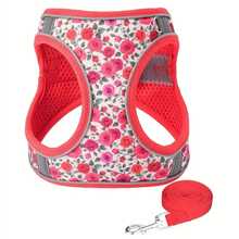 HP386--Arnés estilo chaleco impreso para gatos y perros, 360° se ajusta a la forma del cuerpo de la mascota, cuerda para perros de 1.5 metros. - HLP381 rosa - Ver 11