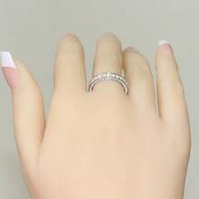 1PC Dazzling Women's Fashion Wedding Band Engagement Zirconia Ring Party Birthday Anniversary Christmas Gifts For Women Girlfriend Fine Jewelry Size 5-11# - Silver - View 5