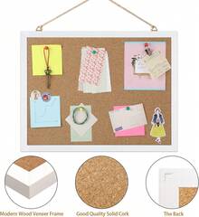 FEBSNOW Cork Board Bulletin Board 15.X 12 Inches With Rectangle White Frame Hanging Pin Office Home Message Board Or Board Decoration - 白色邊框 - 查看 10