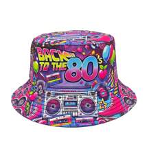Cappello a secchiello unisex reversibile, in stile retrò anni '90 e '80, design con motivo vintage, cappello a secchiello casual da streetwear