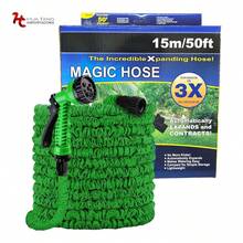 DMA Buena Calidad Manguera de Jardín 15m,22.5m,30m,38m,46m Expandible 3X de su tamaño original, Manguera de Retracción para riego de jardines, plantas, baño de mascotas, lavado de automóviles. Manguera Expandible 22.5m/75 ft con Boquilla Rociadora de Multifunción de 7 distintos tipos de riego y aspersión para tu jardín. Color Sorpresa (Azul y Verde) - Verde - Ver 3