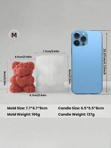 1 件 3D 心形玫瑰泰迪熊硅胶蜡烛模具 - DIY 情人节浪漫礼物，用于香薰蜡烛树脂工艺品婚礼家居装饰 - 白色 - 查看 10