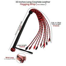 2-Pack Genuine Cowhide Thick Leather Floggers - 9 Tails Each With Heavy Thuddy Impact