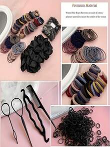 759 Pcs/Set Of Large Intestine Hair Accessories   Boho    Ladies' Hair Accessories   With Various Options For Hair Ties, Simple Hair Ropes And Hair Circle Combinations - Multicolor - View 2