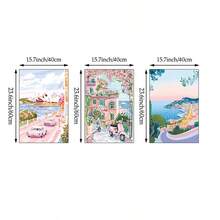 3幅城市旅行主题帆布墙画，粉色风景画，少女海报，Y2K美学装饰，适用于卧室、客厅、大学宿舍，送给她的礼物，不含画框 - 彩色 - 查看 11
