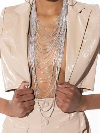 Fashionable Sexy Multi-Layer Crystal Bra Chain Jewelry Accessory For Women, Lingerie Decor