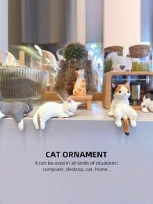 1 件迷你可爱懒散猫咪雕像，可爱又有趣，适合家居装饰、汽车装饰、小礼物 - 彩色 - 查看 5