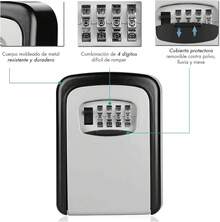 Raganet, Caja Fuerte De Almacenamiento De Llaves Montada En La Pared, Cerradura con Código de 4 Dígitos, Fácil de usar e Instalar (Negro) NV4V - Plateado - Ver 5