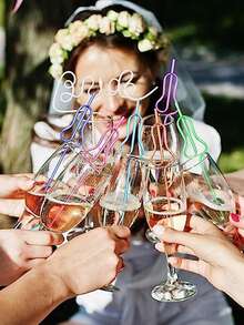 1/5/10/15 件 PET 葫芦形吸管，适用于儿童趣味派对、单人派对装饰吸管、卡通艺术形塑料吸管、可重复使用的塑料饮用吸管、甜蜜婚礼派对吸管，适合节日派对、为早餐牛奶或果汁增添乐趣、毕业派对、圣诞礼物。 - 彩色 - 查看 3