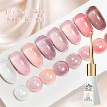 Mtssii 1 Botella de 10ml Esmalte de uñas base de gel de color rosa nude con brillo, resistente a UV/LED, libre de alcohol, suave y brillante, suministros para manicura DIY en casa y salón - Multicolor - Ver 7