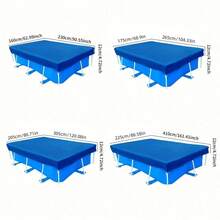 Cubierta de piscina de burbujas de PE duradera - Aislamiento térmico, a prueba de polvo, para uso en todas las estaciones para piscinas y spas, color azul y blanco, fácil instalación con cuerdas y accesorios, cubierta de piscina sobre el suelo cuadrada con marco, azul - Azul - Ver 12