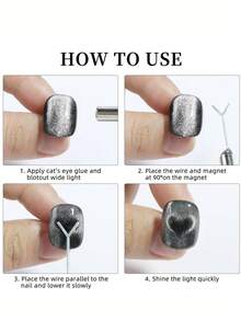 2件套心形猫眼美甲工具套装，含2个圆柱形磁铁，低致敏性，无磁性，是喜爱猫眼美甲的女士的最佳节日礼物，适合美甲沙龙和美甲店打造猫眼美甲，美甲用品，美甲工具，美甲工具，返校季必备 - 銀色 - 查看 8