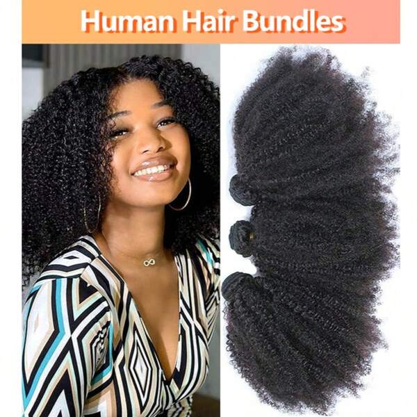Paquetes de cabello humano rizado afro crespo de Mongolia de 14 14 14 pulgadas, grados 4B 4C, tejido de cabello rizado virgen, granel de rizado afro crespo, cabello humano natural negro...