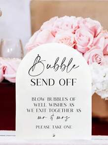 1pc Acrylic Bubble Farewell Sign - Wedding Decor With Stand, Tabletop Signage, Suitable For Ceremony And Reception, Celebration Supplies, Acrylic Sign