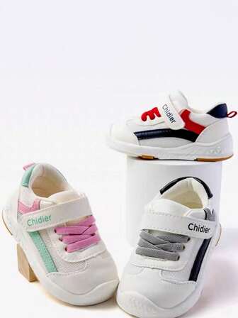 1 Paio di scarpe sportive casual di moda in stile nuovo per primavera/autunno, con chiusura a strappo, tomaia in rete traspirante, suola in TPR morbida e antiscivolo, scarpe comode per bambini che iniziano a camminare, adatte per bambini/bambine da 1 a 4 anni per uso interno/esterno