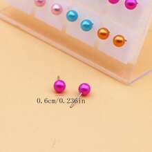36颗彩色糖果色可爱6毫米仿珍珠耳钉套装