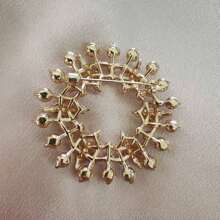 1 pieza Broche de corona de flores con rhinestones, decoración hueca redonda, accesorio lindo para chaqueta/bufanda, para uso diario