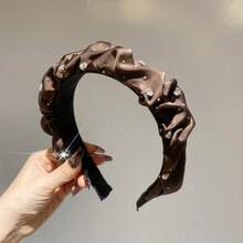 1 băng đô đính đá phong cách Hàn Quốc, vòng tóc xốp màu pastel lấy cảm hứng từ Dopamine, phụ kiện tóc dự tiệc tối giản thanh lịch và ngọt ngào - Vàng nhạt - Xem 8