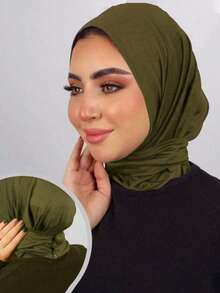 1件装女士阿巴雅配饰，方便的纽扣式运动速戴头巾，日常休闲头巾/发带，休闲内衬帽，适合连衣裙穿着。 - 羈扣帽 - 查看 12