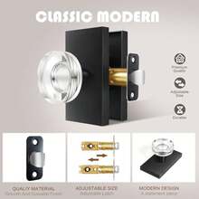 Privacy Door Knob With Lock - Crystal Glass Interior Door Handle For Bedroom Ba - 1 - View 7