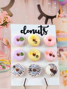 1 套木制甜甜圈展示架（可放置 9 个甜甜圈）、节日派对食物展示架、DIY 甜点装饰道具甜甜圈支架、蛋糕装饰架、生日派对蛋糕架、蛋糕支架、蛋糕装饰、婴儿派对装饰蛋糕架、婚礼甜点托盘、性别揭秘派对用品甜甜圈架、木制食物托盘、宴会甜点展示架、蛋糕托盘