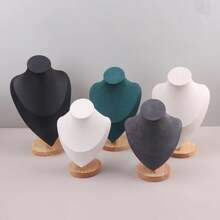 Organizador de terciopelo para exhibición de collares, soporte de exhibición de Joyas, busto de Maniquí, colgante de collar, exhibición de ventana WTJ8 - Negro - Ver 4