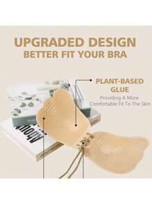 1pc Front Lace-Up Self-Adhesive Padded Push Up Bra