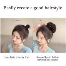 合成发夹凌乱发髻棕色发髻甜甜圈垫弹性发绳橡皮筋接发女士