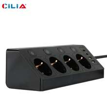 CILIA EU Power Strip With 4 AC Outlets + 2USB-A & 2Type-C Ports ,1.5m Surge Protection Cable , Ideal For Travel/Kitchen/Office/Dorm ,Dorm Room Essentials College,Black /White