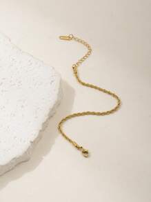 1pc Women's Minimalist Vintage Gold Braided Chain Bracelet, Versatile Daily Accessory