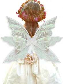 1件装全新节日派对表演道具彩色仙女翅膀蝴蝶精灵翅膀万圣节派对绿色公主裙配饰精灵配饰翅膀