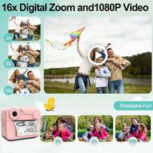儿童相机即时打印，数码相机，适合3-12岁儿童的圣诞节生日礼物，适合幼儿的即时相机，适合5 6 7 8 9岁男孩女孩的便携式相机玩具 - 彩色 - 查看 4