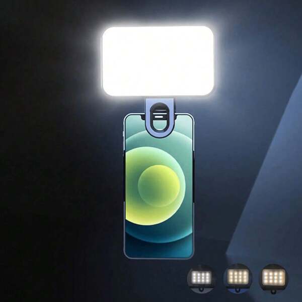 1 ST/2 STUKS mobiele telefoon | Computer make-uplamp | Draagbare mini-klemlamp | Oplaadbare LED-laptoplamp met 3 verlichtingsstanden, geschikt voor alle mobiele telefoonmodellen, laptops en camera's, gebruikt voor video-opnames en vergaderingen