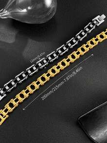 1 件时尚自行车链嘻哈不锈钢手链，个性化朋克珠宝