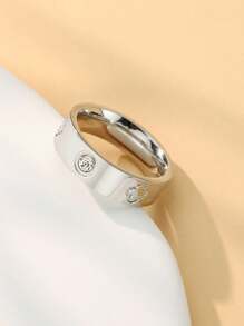 1 Stück hochwertiger klassischer Ring mit Design des vierblättrigen Kleeblatts, Edelstahl-Vier-Blatt-Klee und Herz-Diamant-Ring, Größe 6-11 erhältlich für Frauen und Männer, perfekt für den täglichen Gebrauch, Geburtstag, Hochzeitsgeschenk
