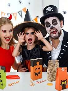 24/32/40/48pcs Halloween Candy Bags With Stickers - "Trick Or Treat" Themed Candy Bags, 8 Different Designs, Suitable For Party Favors, Candy Bags With Fun Sticker Sets, Great For Halloween Party Activities And Gifts - Multicolor - View 9