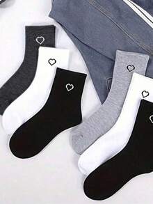 Set Of 3 Pairs Of Long Sports Socks With Heart Design - 35 To 40 - 彩色 - 查看 4