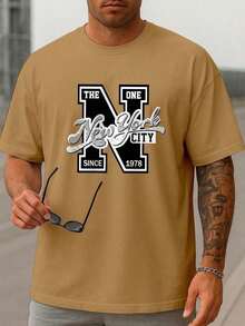 Camiseta Masculina New York The One Camisa Básica Streetwear Algodão Unissex Estampada - Castanho - Visão 1
